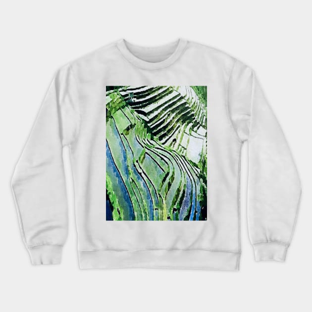 rice field Terrace Crewneck Sweatshirt by Banyu_Urip